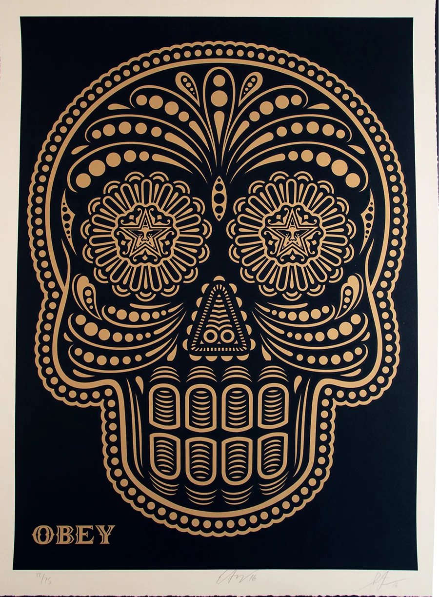 Day of the Dead Gold Skull by Shepard Fairey and Ernesto Yerena.